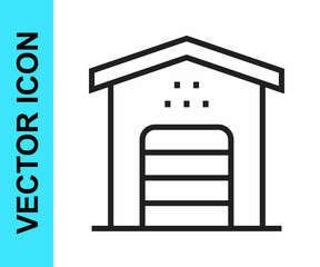 Black line Garage for taxi car icon isolated on white background. Vector