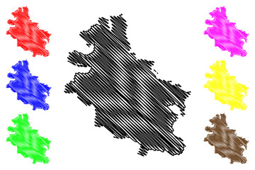 Werra-Meissner district (Federal Republic of Germany, rural district Kassel region, State of Hessen, Hesse, Hessia) map vector illustration, scribble sketch Werra-Meissner-Kreis map