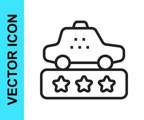 Black line Taxi service rating icon isolated on white background. Vector