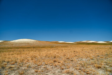 Chalk mountains in the Orenburg region. High quality photo