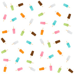 Colorful ice cream stick or popsicle seamless pattern. Ready to use for background, textile, backdrop, gift wrapping paper, printed work, etc.