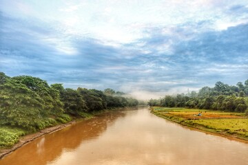 Fototapeta na wymiar River and sky in the morning