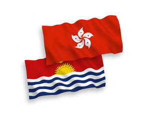 Flags of Republic of Kiribati and Hong Kong on a white background