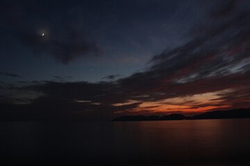 日本の夜の空と瀬戸内海《山口県》光市・下松市の景色