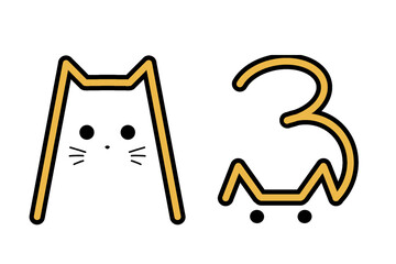 Illustration cats alphabet isolated in white. Abstract letter. Hand draw lettering. ABC