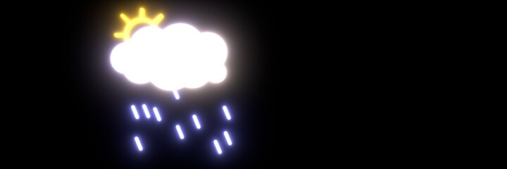 The sun comes out from behind a cloud. Stylized illustration on the theme of the weather. 3d render