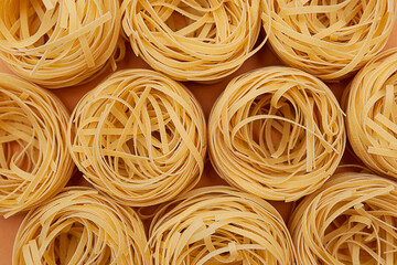 Background of raw linguini pasta