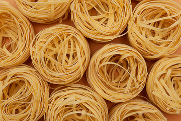 Background of raw linguini pasta