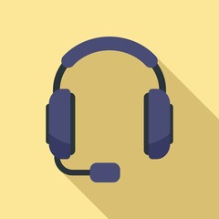 Helpline headset icon flat vector. Call support