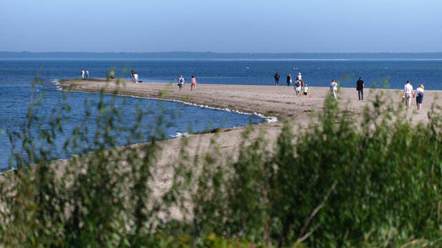 Touristst on Rewa small peninsula in Poland