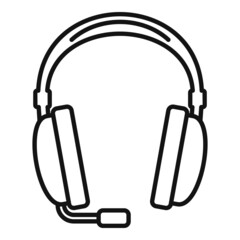 Headset call icon outline vector. Phone service