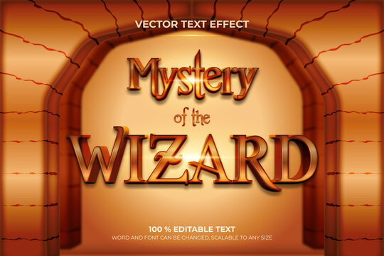 Mystery of the wizard editable 3d text effect with stone  backround style