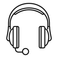 Helpline headset icon outline vector. Call support