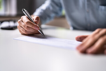 Writing And Signing Check Document