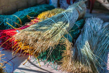 Preliminary processing of papyrus to make mats at Hoai Nhon, Binh Dinh, Vietnam