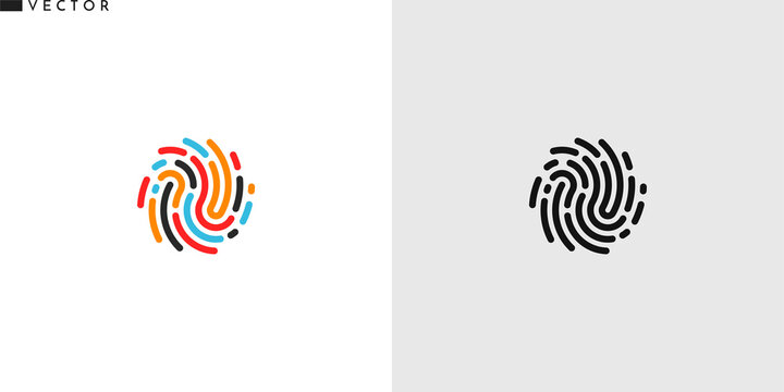 Fingerprint icon. Creative design. Colorful and black fingerprint