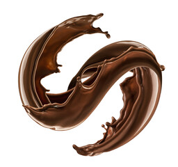 Chocolate splash isolated on white background