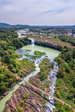 Royalty high quality free stock image aerial view of Dray Nur waterfall, Buon Me Thuot, Vietnam. Dray Nur waterfall is one of the top 10 waterfalls in Vietnam. Aerial view