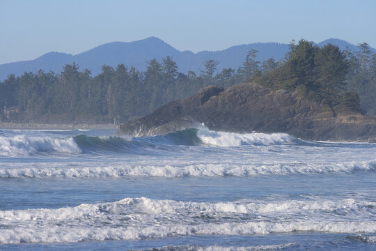 Surf at Cox Bay, Vancouver Island, Canada 