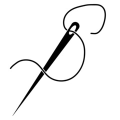 Needle pictogram. Neddle icon. Needle with thread, string. Vector icon