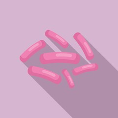 Bacteria yoghurt icon flat vector. Gut bacterium