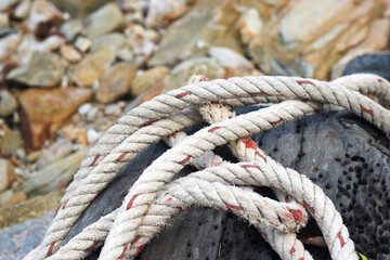 Fototapeta premium Soft focus rope on the log