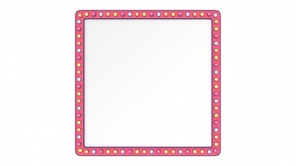 Square pastel light board sign retro on white background. 3d rendering