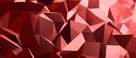 Abstract polygonal red background 3d