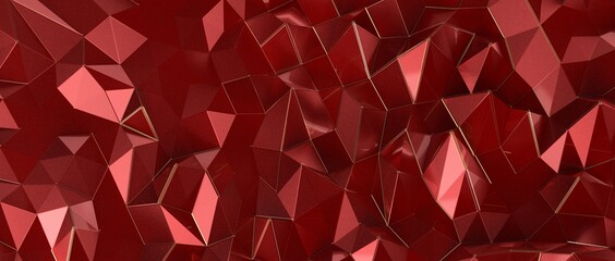 Abstract polygonal red background 3d