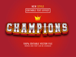 Champion editable text effect template premium vector
