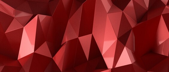 Red abstract polygonal space with connecting dots and lines. Dark background.