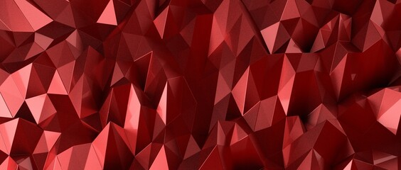 Naklejka premium Red abstract polygonal space with connecting dots and lines. Dark background.