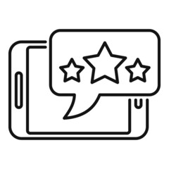 Phone product review icon outline vector. Online customer