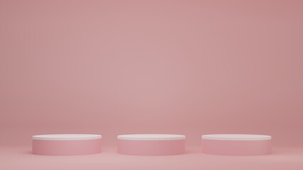 white Product Stand in pink room ,Studio Scene For Product ,minimal design,3D rendering	
