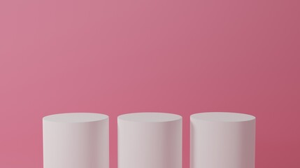 white Product Stand in pink room ,Studio Scene For Product ,minimal design,3D rendering	
