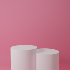 white Product Stand in pink room ,Studio Scene For Product ,minimal design,3D rendering	
