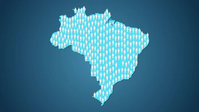 Graphic animation - People symbols in shape of map of Brazil , overpopulation concept