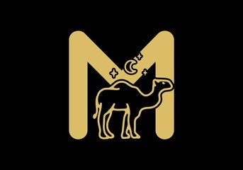 brown color of M initial letter with camel shape