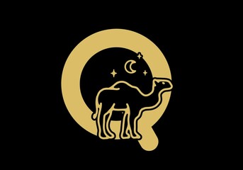 brown color of Q initial letter with camel shape