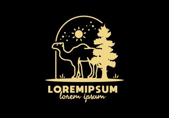 Line art illustration of camel