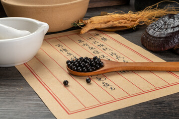 Ginseng and traditional Chinese medicine on the table