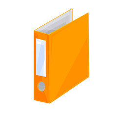 A orange file folder isolated on white background. Vector illustration of stationery and office equipment.