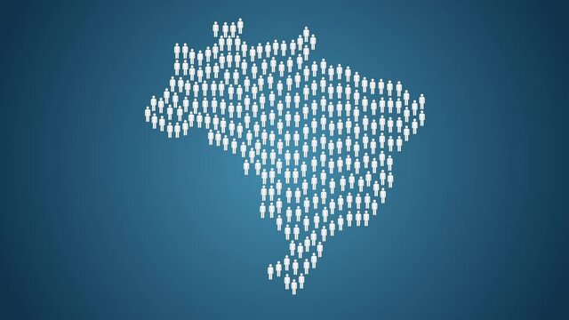 Graphic animation - People symbols in shape of map of Brazil , overpopulation concept