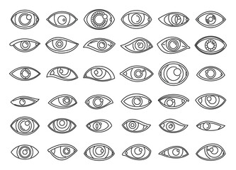 Eyes icons set outline vector. Face organ