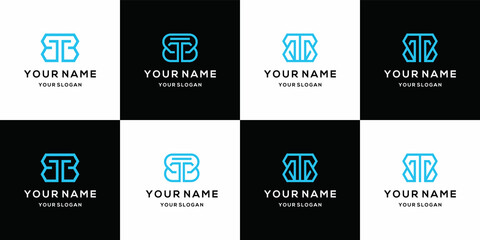 Initial letter TB logo icon set design for business of fashion sport technology