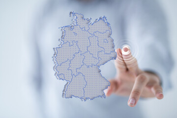 Abstract of germany map network, internet and global connection concept - obrazy, fototapety, plakaty