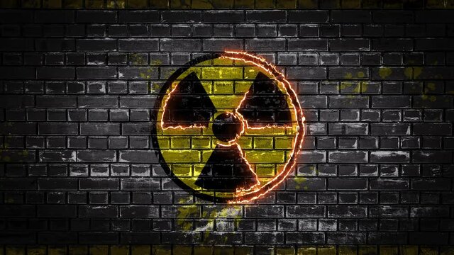 A burning sign denoting a hazardous area with high radiation and possible exposure