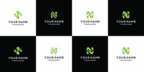 Initial letter N logo icon set design for business of fashion digital technology