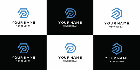 Initial letter D logo icon set design for business of fashion digital technology