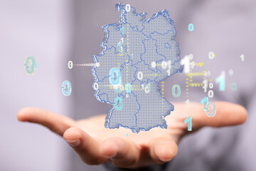 3D map of Germany. Map of Germany land border